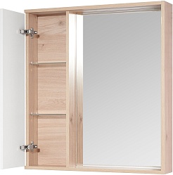 Акватон Зеркальный шкаф Бостон 75 белый глянцевый, дуб эврика – фотография-2